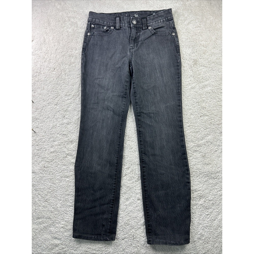Style & Co Premium Jeans Women Size 4P Flare Black Style Straight cut Jeans
